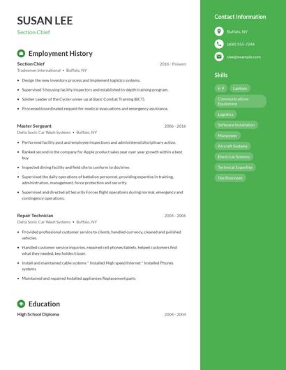 Section Chief Resume