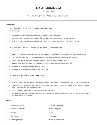 Section Chief Resume
