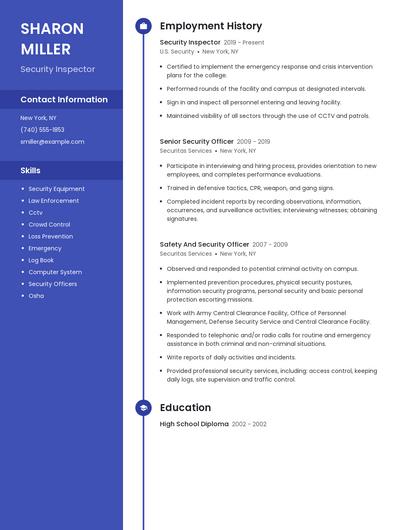 Security Inspector Resume
