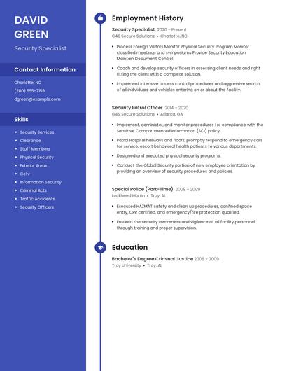 Security Specialist Resume