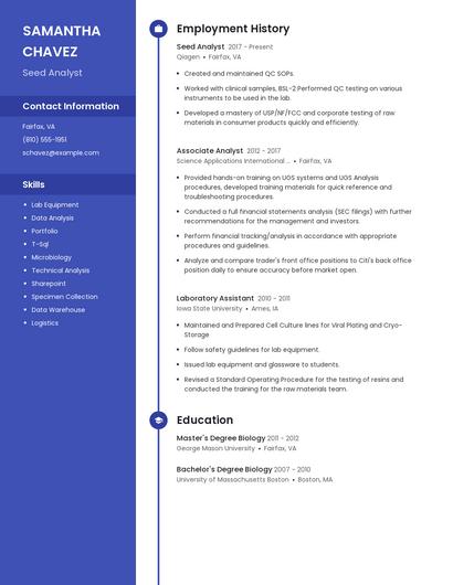 Seed Analyst Resume