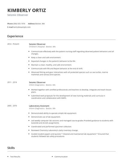 Seismic Observer Resume