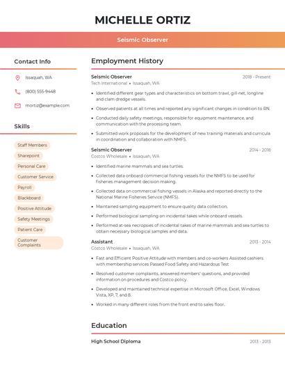 Seismic Observer Resume