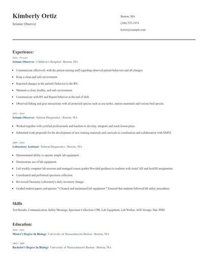 Seismic Observer Resume