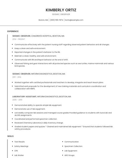 Seismic Observer Resume