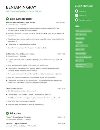 Self Contained Special Education Teacher Resume