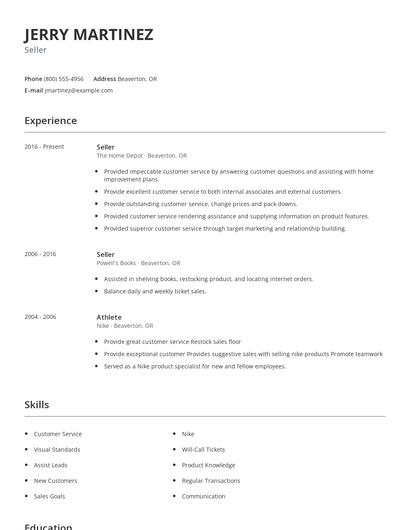 Seller Resume