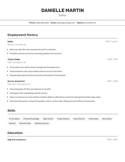 Seller Resume