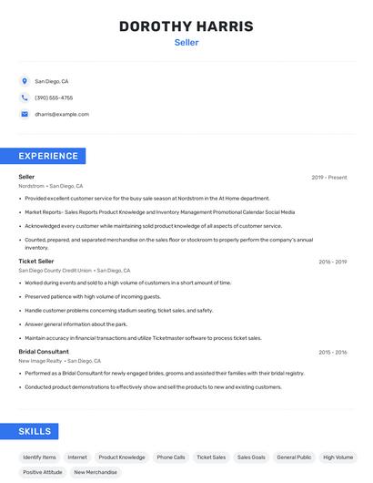 Seller Resume