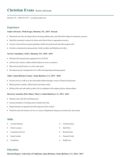 Senior Advocate Resume