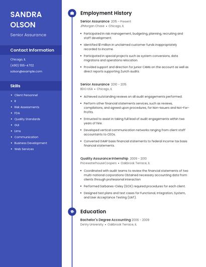 Senior Assurance Resume