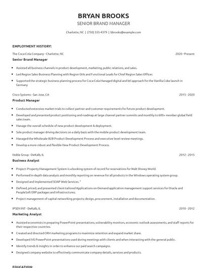 Senior Brand Manager Resume