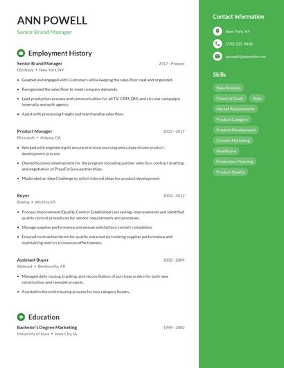 Senior Brand Manager Resume