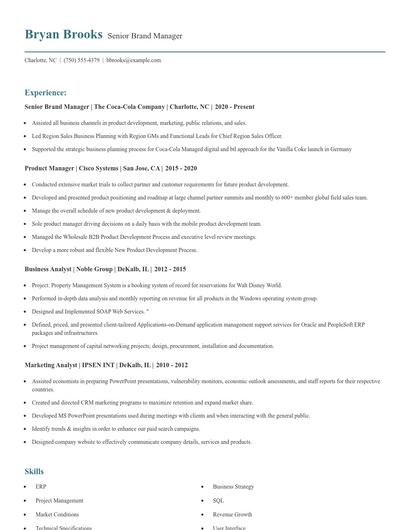 Senior Brand Manager Resume