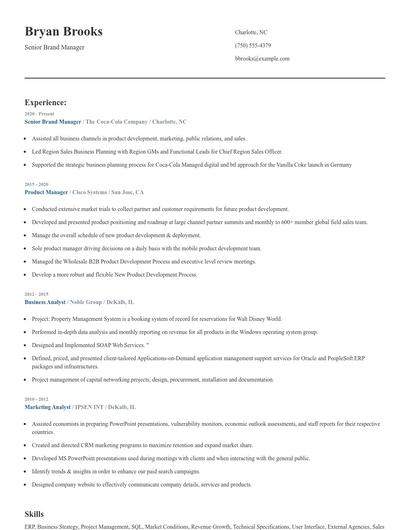 Senior Brand Manager Resume