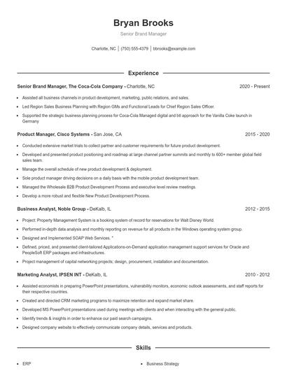Senior Brand Manager Resume