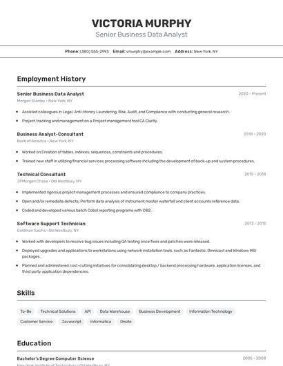 Senior Business Data Analyst Resume