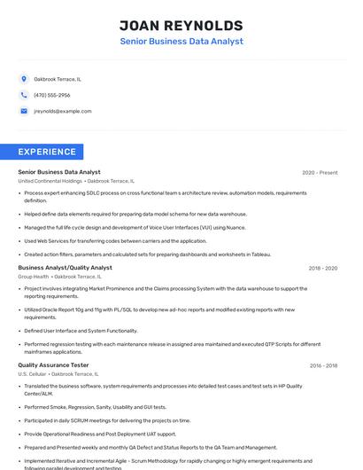Senior Business Data Analyst Resume