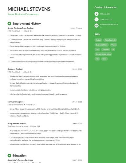 Senior Business Data Analyst Resume