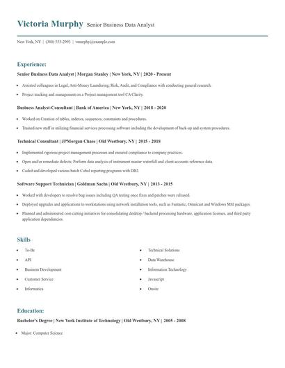 Senior Business Data Analyst Resume