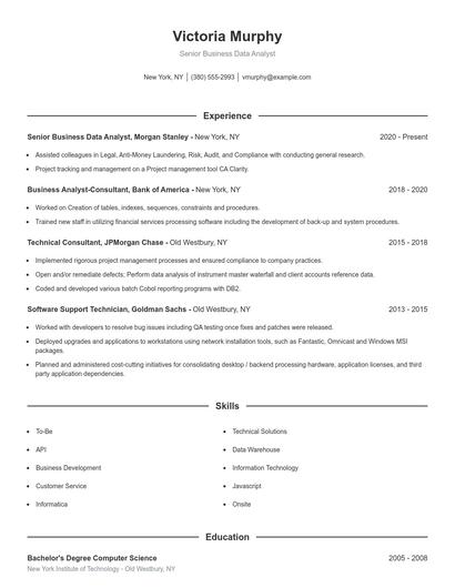 Senior Business Data Analyst Resume