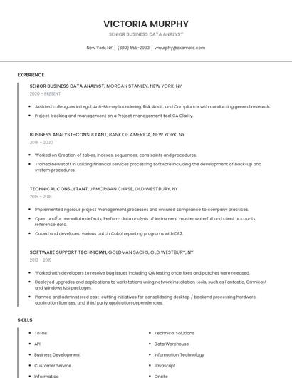 Senior Business Data Analyst Resume