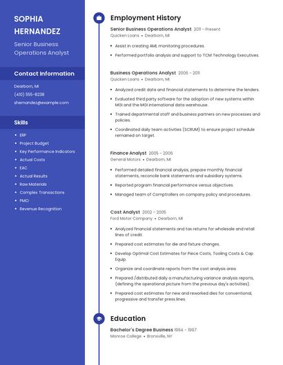 Senior Business Operations Analyst Resume