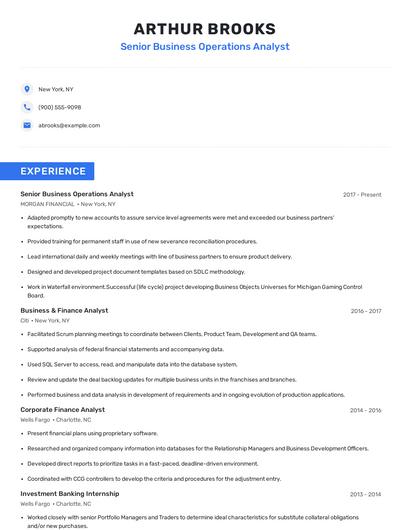 Senior Business Operations Analyst Resume