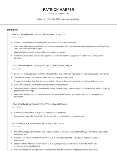 Senior Case Manager Resume