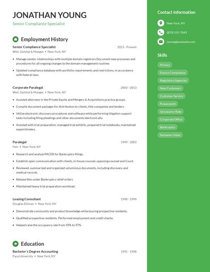 Senior Compliance Specialist Resume