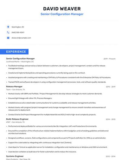 Senior Configuration Manager Resume