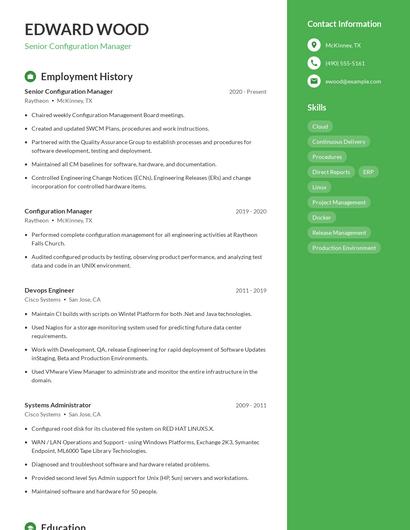 Senior Configuration Manager Resume