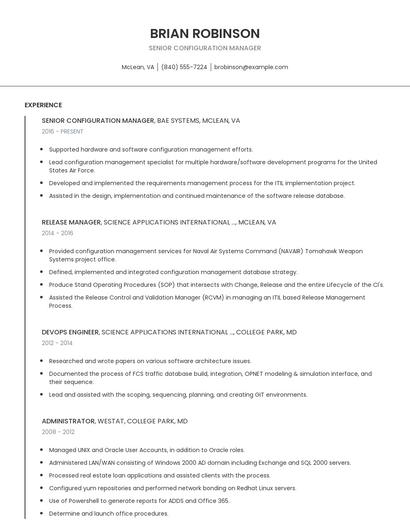Senior Configuration Manager Resume