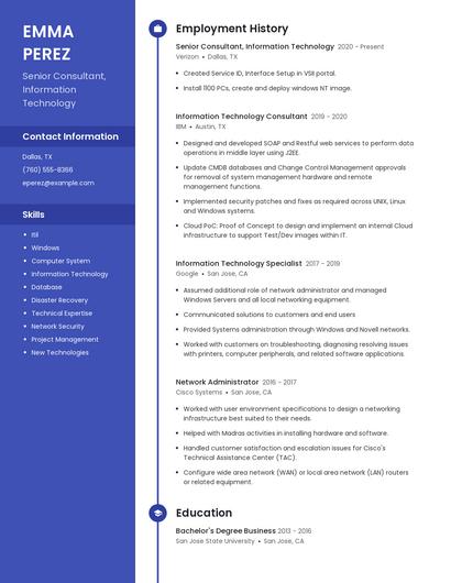 Senior Consultant, Information Technology Resume