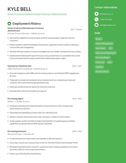 Senior Contract Administrator/Contract Administrator Resume