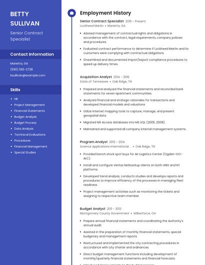 Senior Contract Specialist Resume