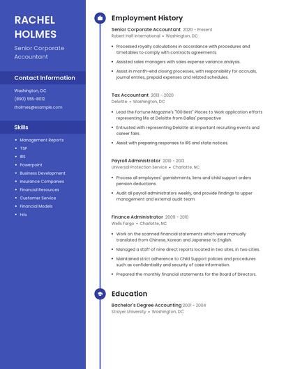 Senior Corporate Accountant Resume