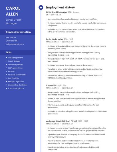 Senior Credit Manager Resume