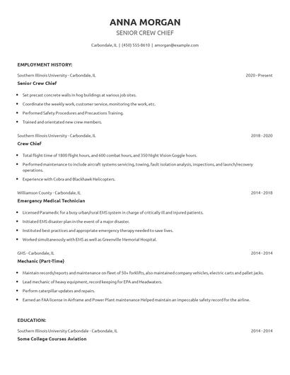 Senior Crew Chief Resume