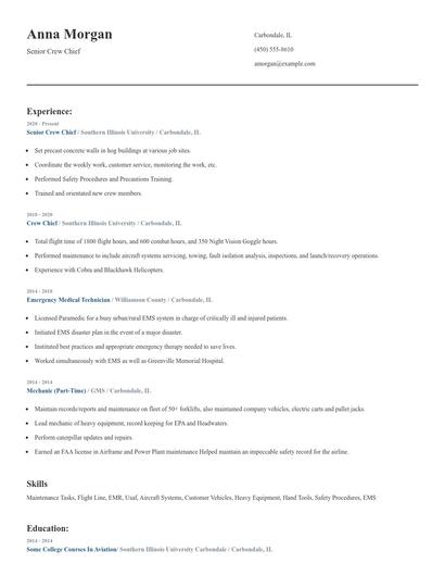 Senior Crew Chief Resume