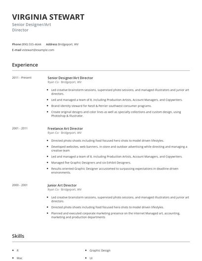 Senior Designer/Art Director Resume