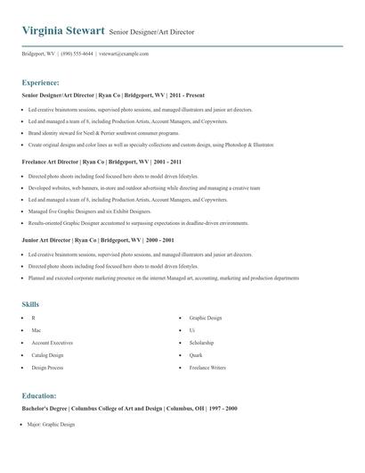 Senior Designer/Art Director Resume