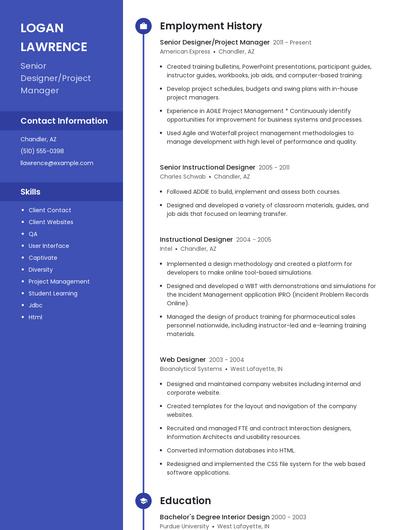 Senior Designer/Project Manager Resume