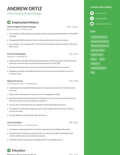 Senior Designer/Project Manager Resume