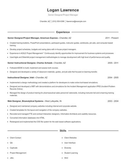 Senior Designer/Project Manager Resume