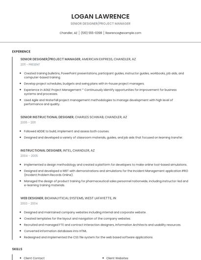 Senior Designer/Project Manager Resume