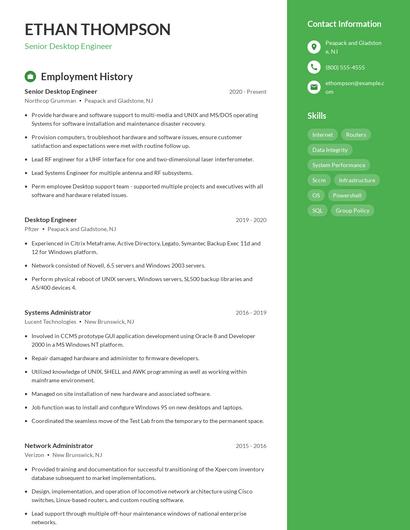 Senior Desktop Engineer Resume