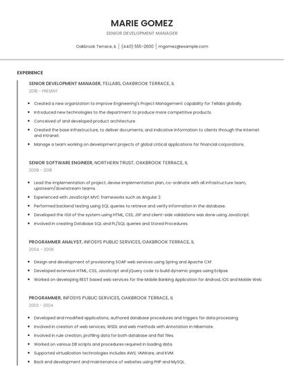 Senior Development Manager Resume