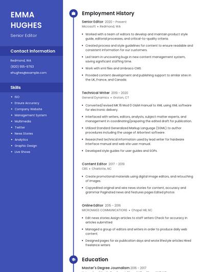 Senior Editor Resume