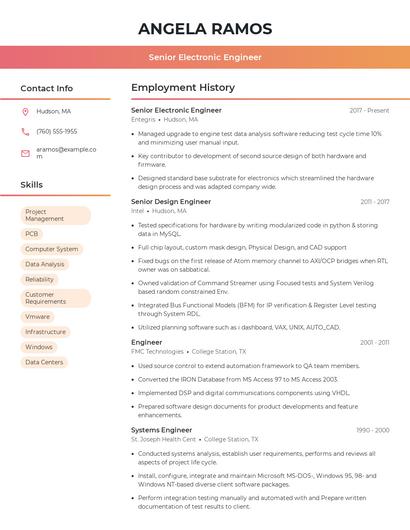 Senior Electronic Engineer Resume